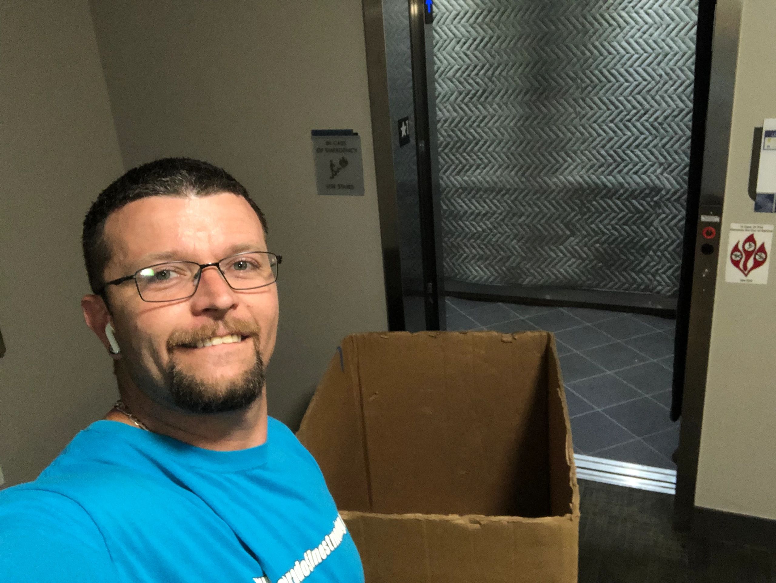 Owner of Colorado's Finest Moving providing elevator protection during a move